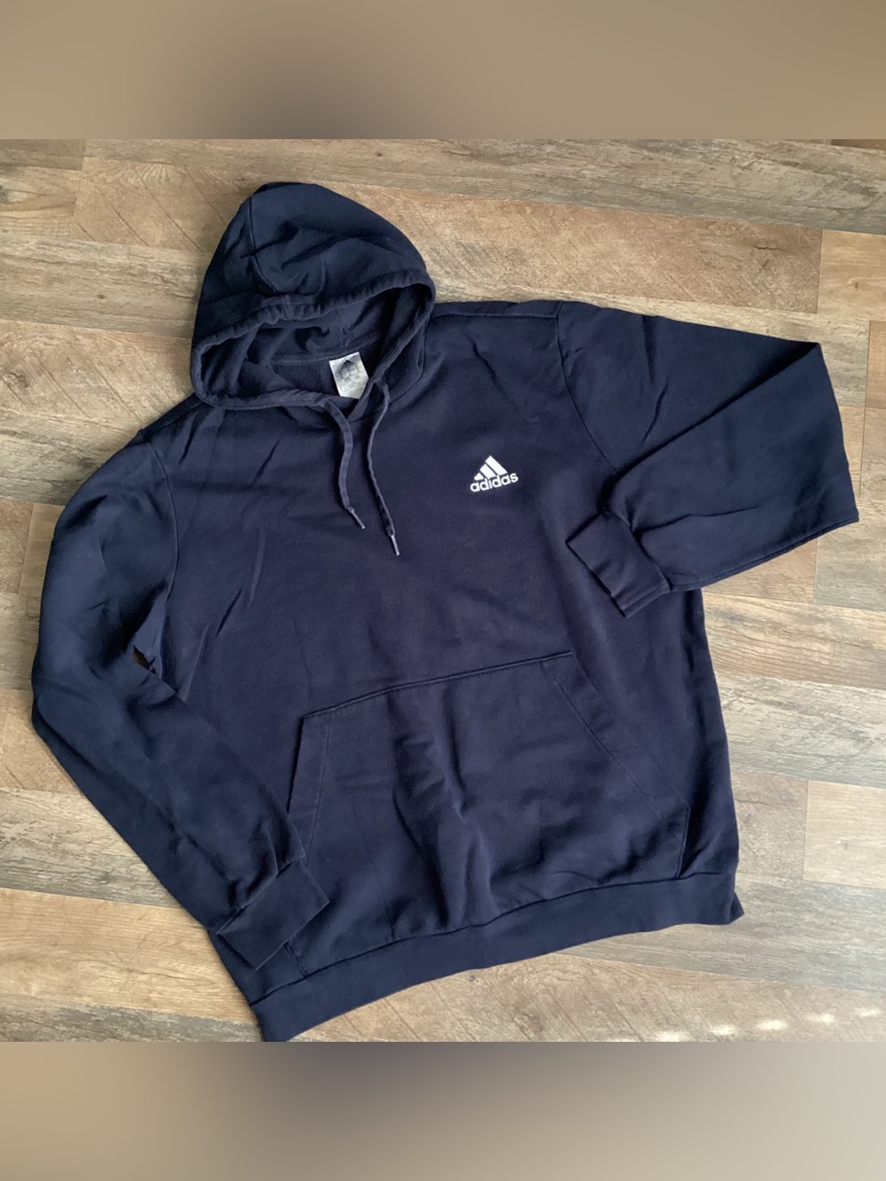 adidas Navy Pullover Hoodie with White Trefoil Logo